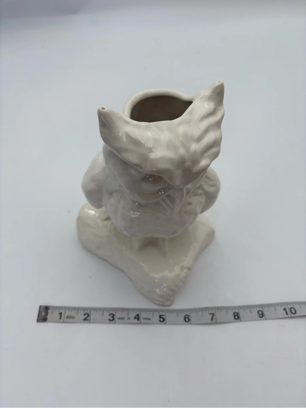 Vintage Ceramic Owl Vase - White Home Art Decor